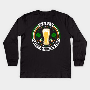 Happy Saint Patrick's Day|Beer|Clovers|Tees Kids Long Sleeve T-Shirt